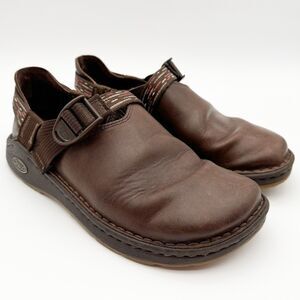 Chaco Pedshed Brown Polished Leather Sandal Clog Strap Vibram J101576W Women’s 7